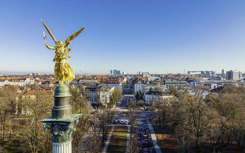 München Bogenhausen Vogelperspektive mit Friedensengel